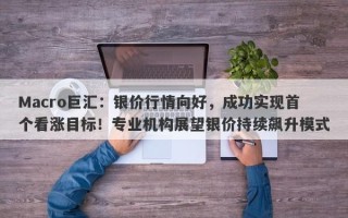 Macro巨汇：银价行情向好，成功实现首个看涨目标！专业机构展望银价持续飙升模式