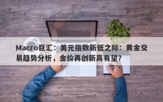 Macro巨汇：美元指数新低之际：黄金交易趋势分析，金价再创新高有望？