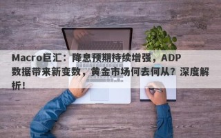 Macro巨汇：降息预期持续增强，ADP数据带来新变数，黄金市场何去何从？深度解析！