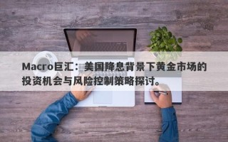Macro巨汇：美国降息背景下黄金市场的投资机会与风险控制策略探讨。