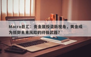 Macro巨汇：贵金属投资新视角，黄金成为抵御未来风险的终极武器？