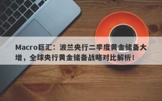 Macro巨汇：波兰央行二季度黄金储备大增，全球央行黄金储备战略对比解析！