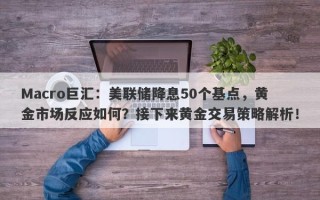 Macro巨汇：美联储降息50个基点，黄金市场反应如何？接下来黄金交易策略解析！