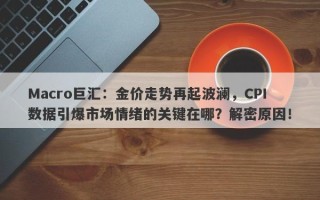 Macro巨汇：金价走势再起波澜，CPI数据引爆市场情绪的关键在哪？解密原因！