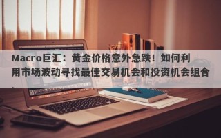 Macro巨汇：黄金价格意外急跌！如何利用市场波动寻找最佳交易机会和投资机会组合。