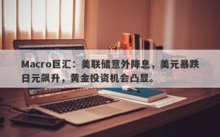 Macro巨汇：美联储意外降息，美元暴跌日元飙升，黄金投资机会凸显。