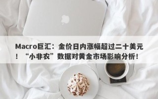 Macro巨汇：金价日内涨幅超过二十美元！“小非农”数据对黄金市场影响分析！