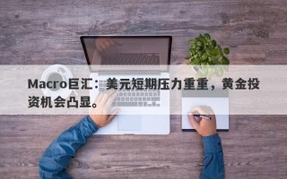 Macro巨汇：美元短期压力重重，黄金投资机会凸显。