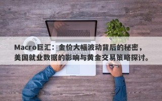 Macro巨汇：金价大幅波动背后的秘密，美国就业数据的影响与黄金交易策略探讨。