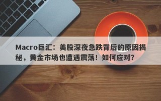 Macro巨汇：美股深夜急跌背后的原因揭秘，黄金市场也遭遇震荡！如何应对？