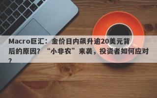 Macro巨汇：金价日内飙升逾20美元背后的原因？“小非农”来袭，投资者如何应对？