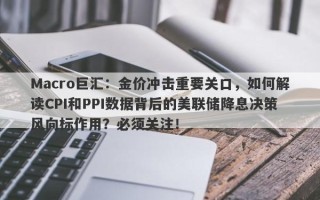 Macro巨汇：金价冲击重要关口，如何解读CPI和PPI数据背后的美联储降息决策风向标作用？必须关注！