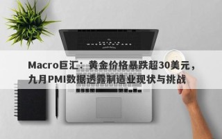 Macro巨汇：黄金价格暴跌超30美元，九月PMI数据透露制造业现状与挑战