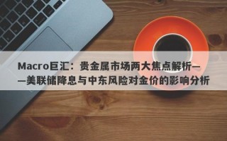 Macro巨汇：贵金属市场两大焦点解析——美联储降息与中东风险对金价的影响分析