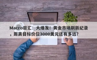 Macro巨汇：大爆发！黄金市场刷新纪录，距离目标价位3000美元还有多远？
