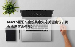 Macro巨汇：金价跳水失守关键点位，黄金市场何去何从？
