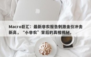 Macro巨汇：最新非农报告刺激金价冲击新高，“小非农”背后的真相揭秘。