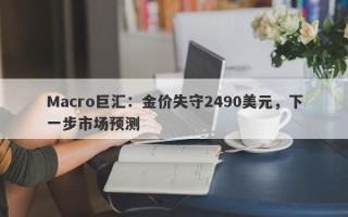 Macro巨汇：金价失守2490美元，下一步市场预测