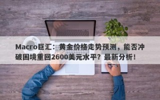 Macro巨汇：黄金价格走势预测，能否冲破困境重回2600美元水平？最新分析！