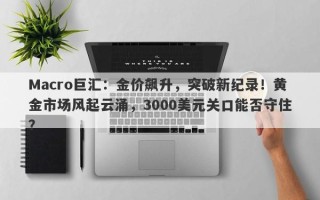 Macro巨汇：金价飙升，突破新纪录！黄金市场风起云涌，3000美元关口能否守住？