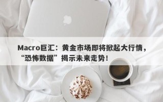 Macro巨汇：黄金市场即将掀起大行情，“恐怖数据”揭示未来走势！