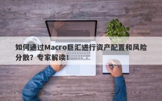 如何通过Macro巨汇进行资产配置和风险分散？专家解读！