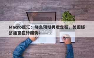 Macro巨汇：降息预期再度走强，美国经济能否扭转颓势？