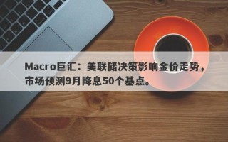 Macro巨汇：美联储决策影响金价走势，市场预测9月降息50个基点。