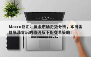 Macro巨汇：黄金市场走势分析，本周金价暴涨背后的原因及下周交易策略！