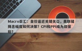 Macro巨汇：金价逼近关键关口，美联储降息幅度如何决策？CPI和PPI成为双保险？