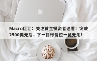 Macro巨汇：关注黄金投资者必看！突破2500美元后，下一目标价位一览无余！