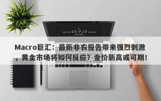Macro巨汇：最新非农报告带来强烈刺激，黄金市场将如何反应？金价新高或可期！