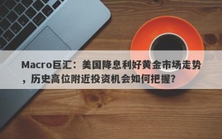 Macro巨汇：美国降息利好黄金市场走势，历史高位附近投资机会如何把握？