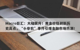 Macro巨汇：大幅飙升！黄金价格刷新历史高点，“小非农”事件引爆金融市场热潮！