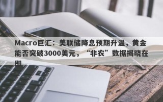 Macro巨汇：美联储降息预期升温，黄金能否突破3000美元，“非农”数据揭晓在即