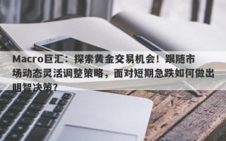 Macro巨汇：探索黄金交易机会！跟随市场动态灵活调整策略，面对短期急跌如何做出明智决策？