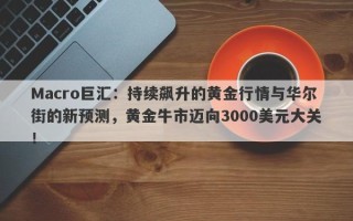 Macro巨汇：持续飙升的黄金行情与华尔街的新预测，黄金牛市迈向3000美元大关！