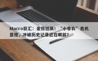 Macro巨汇：金价狂飙！“小非农”危机显现，冲破历史记录近在眼前？