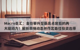 Macro巨汇：金价攀升至新高点背后的两大驱动力！解析市场动态并作出最佳投资选择