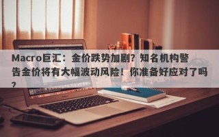 Macro巨汇：金价跌势加剧？知名机构警告金价将有大幅波动风险！你准备好应对了吗？