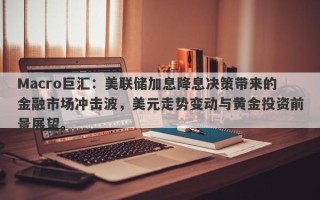 Macro巨汇：美联储加息降息决策带来的金融市场冲击波，美元走势变动与黄金投资前景展望。