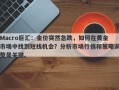 Macro巨汇：金价突然急跌，如何在黄金市场中找到短线机会？分析市场行情和策略调整是关键。