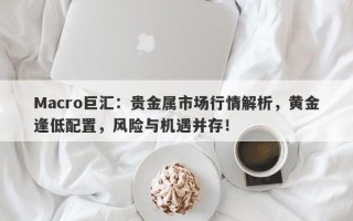Macro巨汇：贵金属市场行情解析，黄金逢低配置，风险与机遇并存！