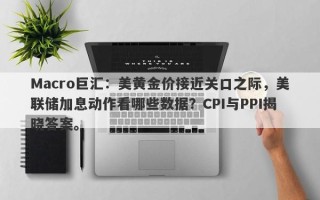 Macro巨汇：美黄金价接近关口之际，美联储加息动作看哪些数据？CPI与PPI揭晓答案。