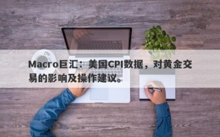 Macro巨汇：美国CPI数据，对黄金交易的影响及操作建议。