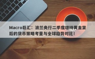 Macro巨汇：波兰央行二季度增持黄金背后的货币策略考量与全球趋势对比！