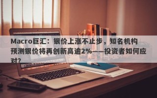 Macro巨汇：银价上涨不止步，知名机构预测银价将再创新高逾2%——投资者如何应对？