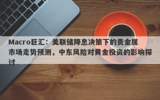 Macro巨汇：美联储降息决策下的贵金属市场走势预测，中东风险对黄金投资的影响探讨