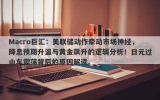 Macro巨汇：美联储动作牵动市场神经，降息预期升温与黄金飙升的逻辑分析！日元过山车震荡背后的原因解读。