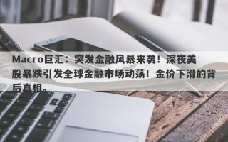 Macro巨汇：突发金融风暴来袭！深夜美股暴跌引发全球金融市场动荡！金价下滑的背后真相。